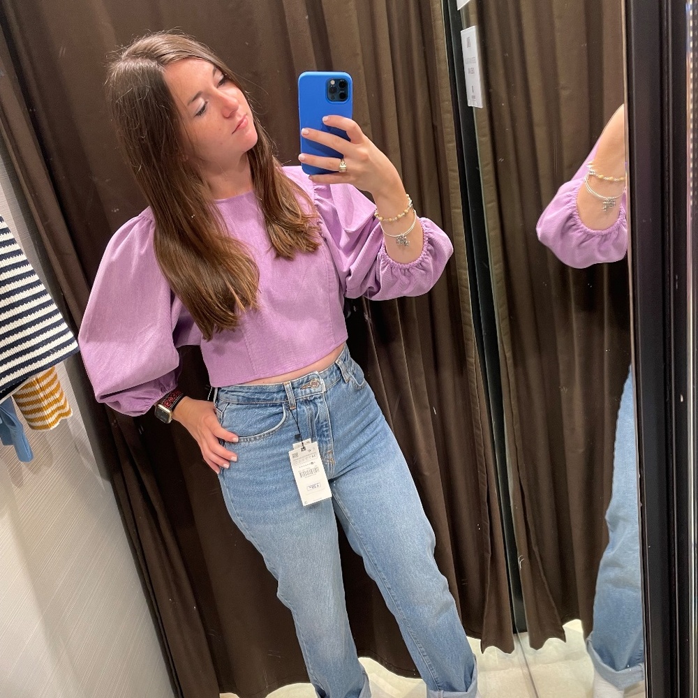 Zara Puffy Sleeve Halter Top